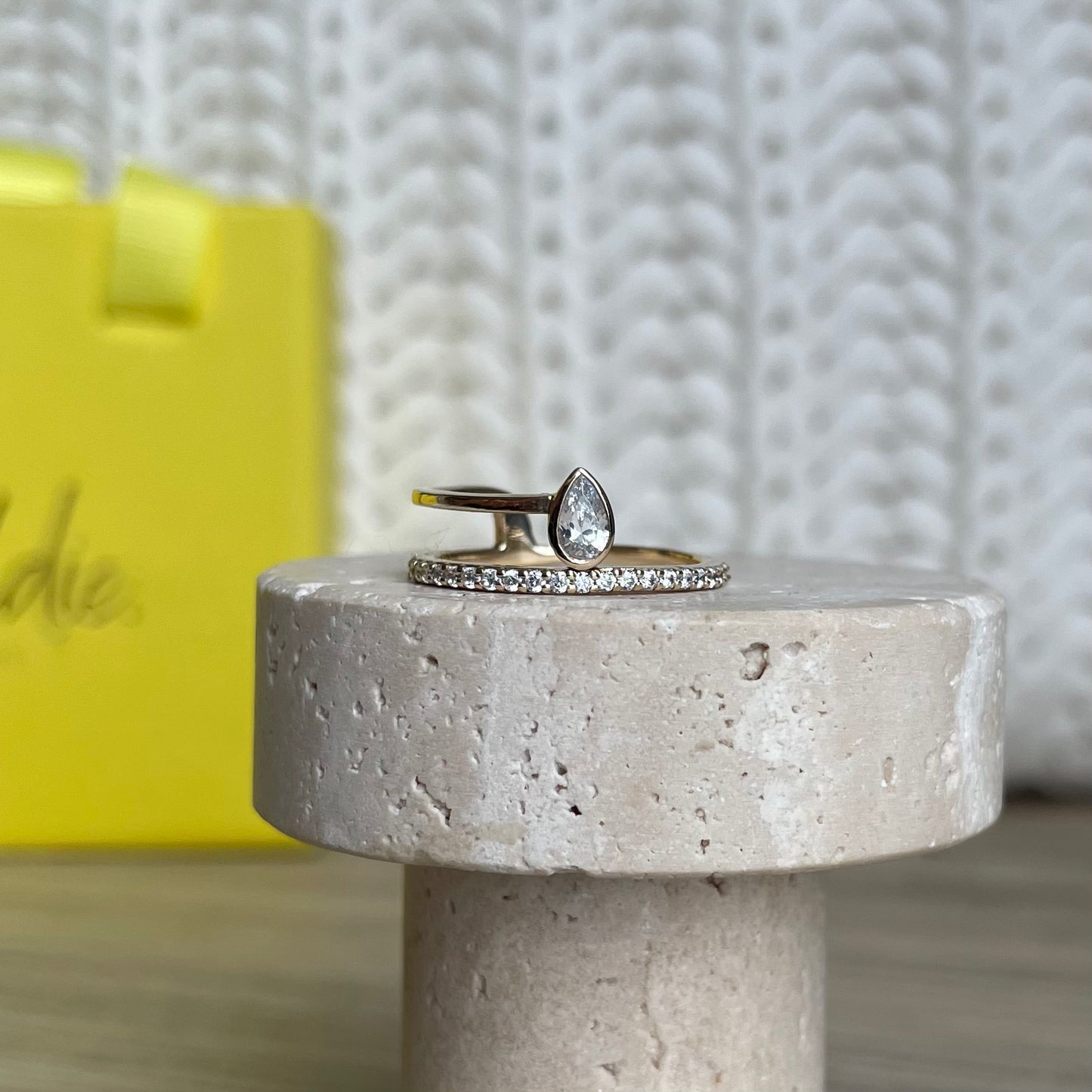 "Noa" Pear and Pavé Diamond Ring - - Jewelry - Goldie Paris Jewelry - Pavé Ring statement
