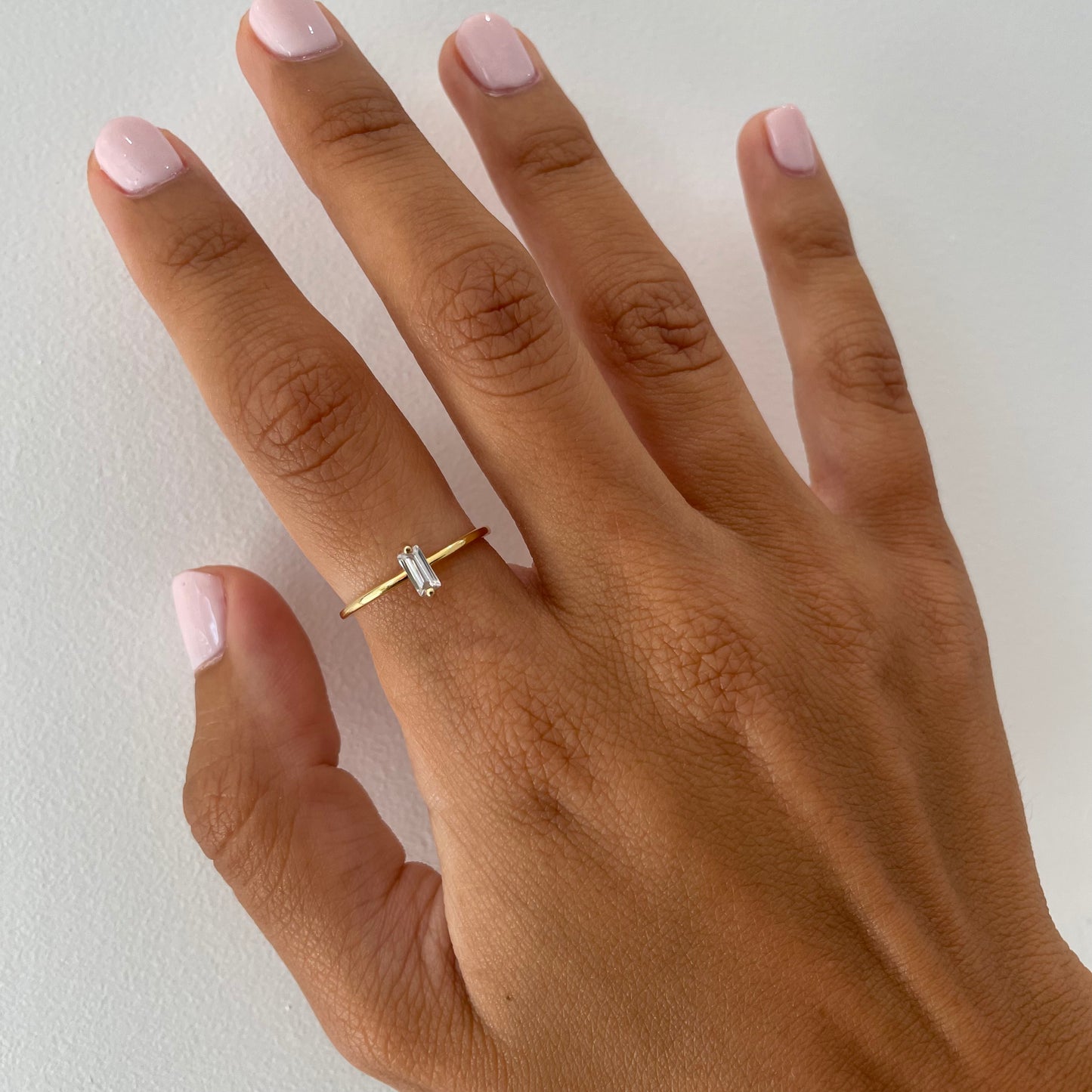 "Nat" Single Baguette Diamond Ring - - Jewelry - Goldie Paris Jewelry - Baguette Ring