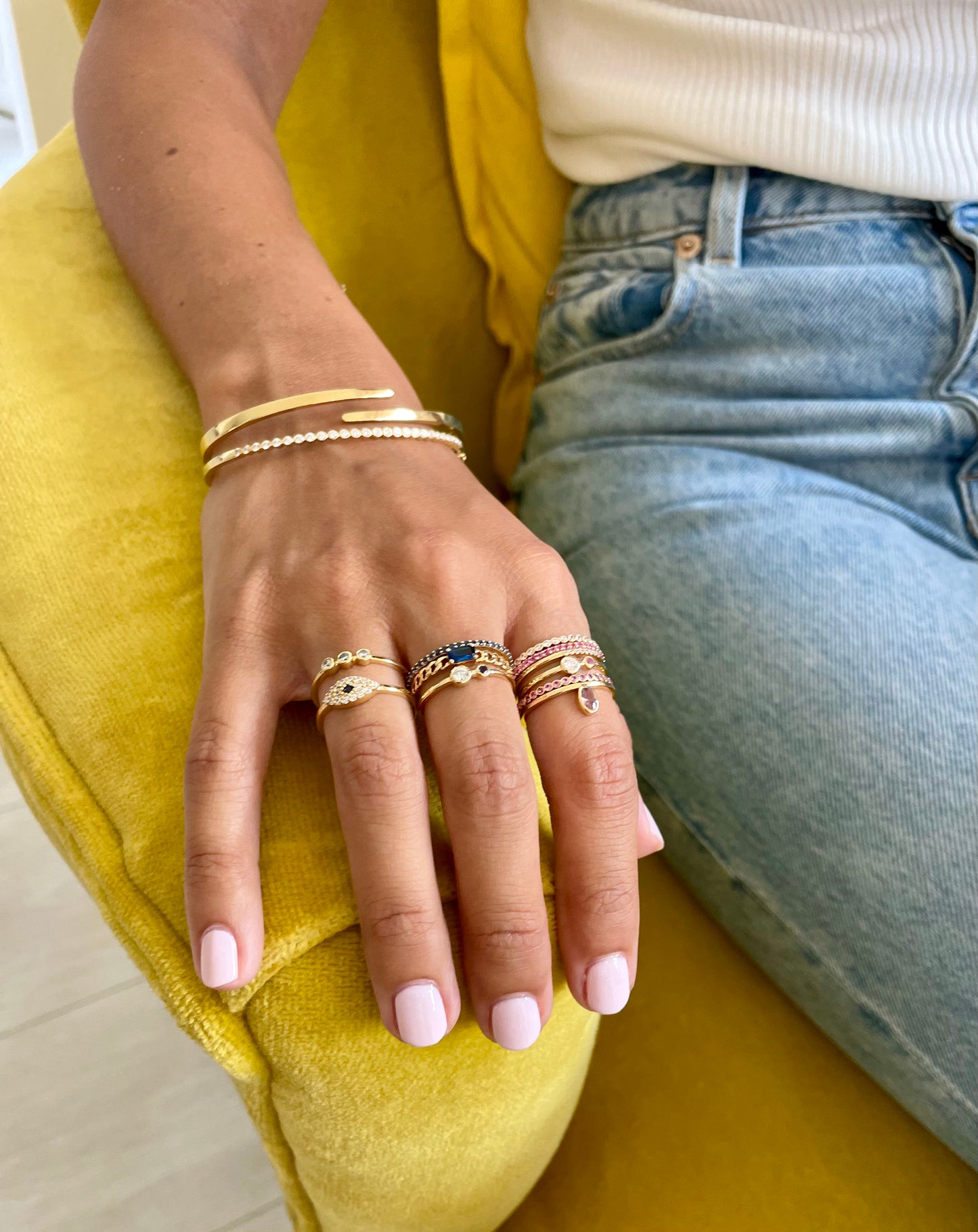 Bezel set Diamonds Bangle - - Jewelry - Goldie Paris Jewelry - Bezel Bracelet