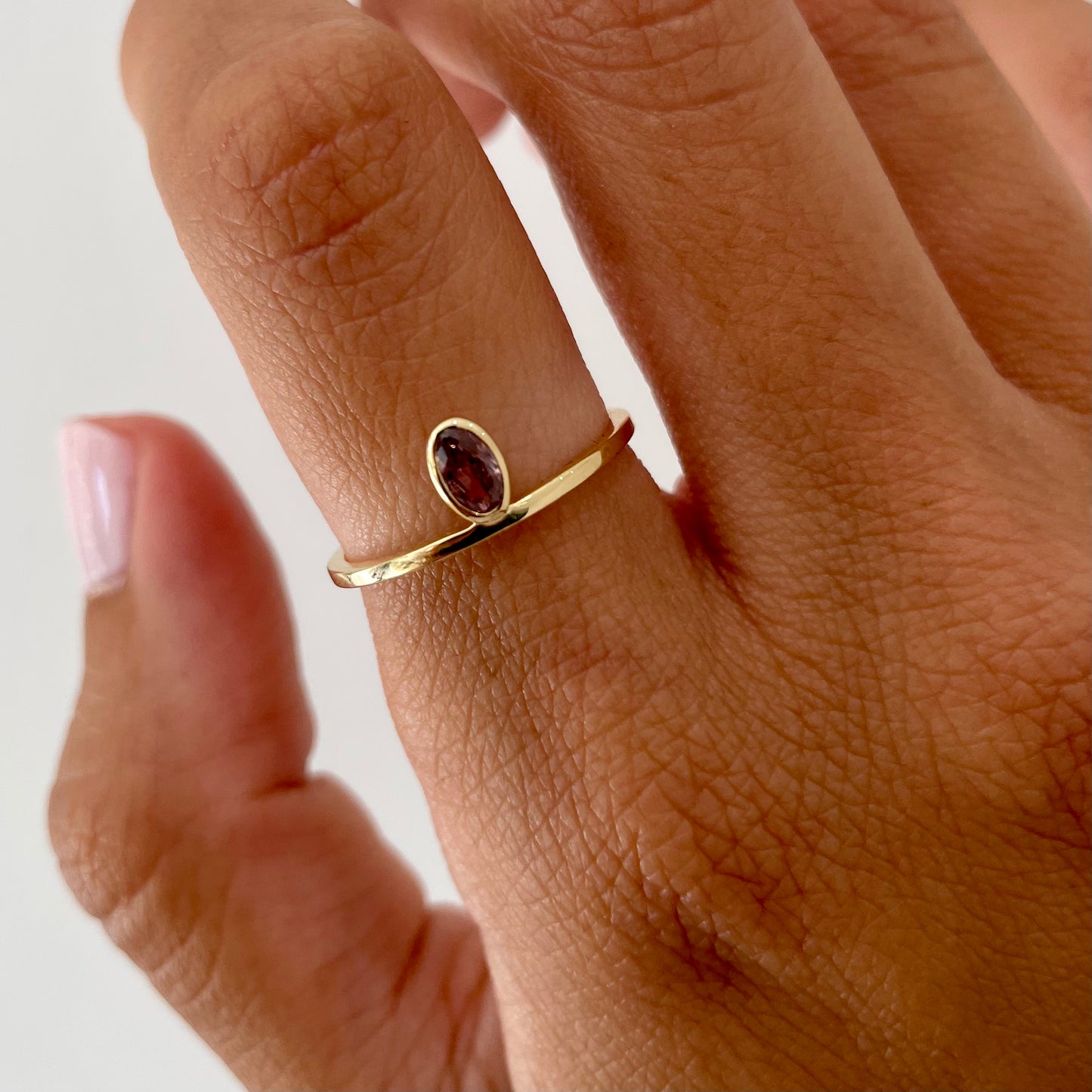 "Lou" Oval diamond stackable ring - Pink - - Jewelry - Goldie Paris Jewelry - Ring