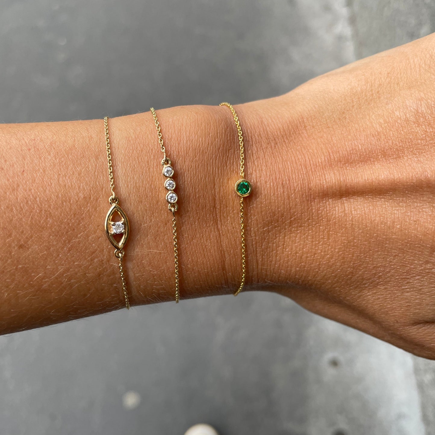 Single Bezel-set Green Emerald Bracelet - - Jewelry - Goldie Paris Jewelry - Bezel Bracelet