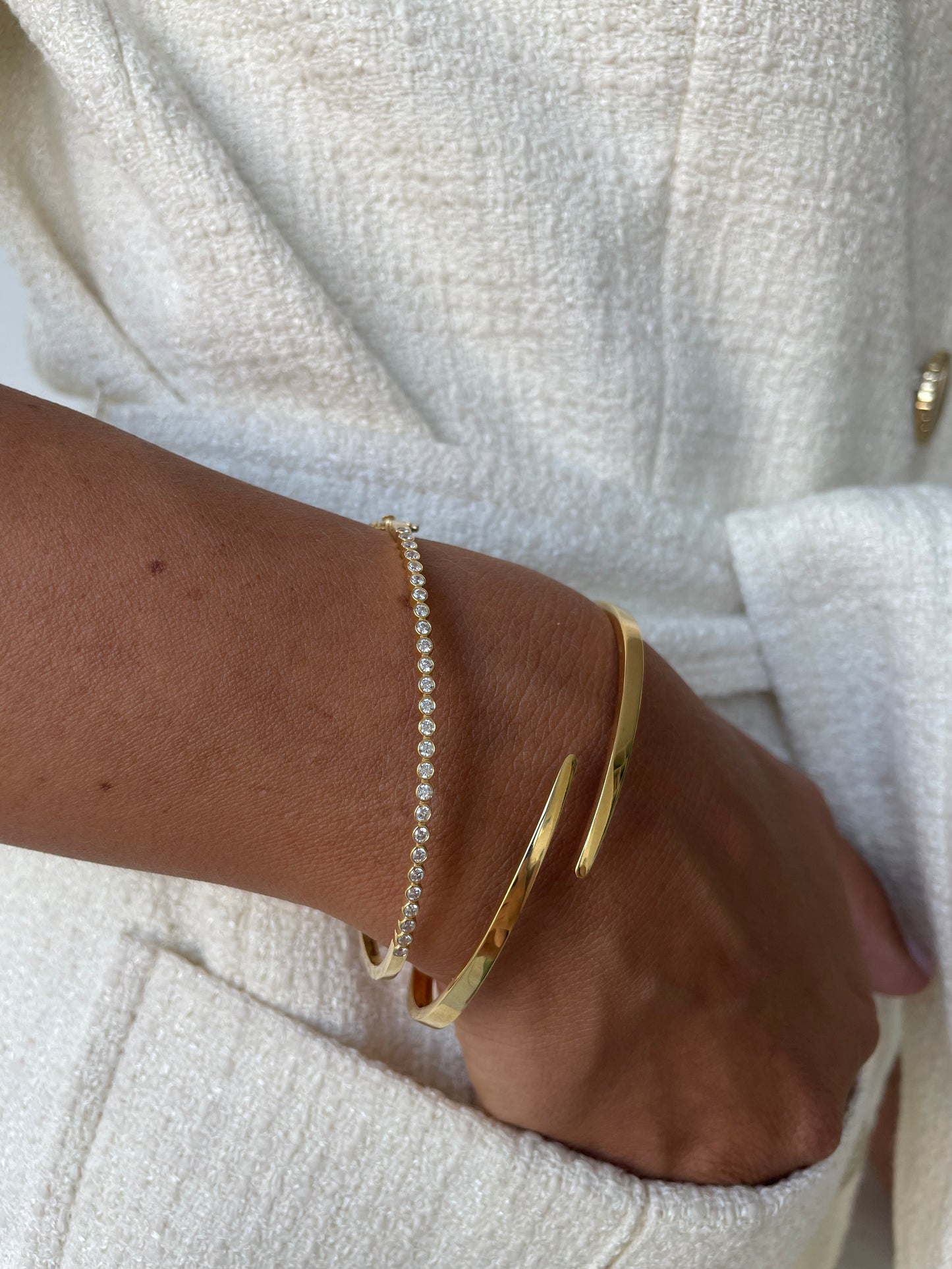 Bezel set Diamonds Bangle - - Jewelry - Goldie Paris Jewelry - Bezel Bracelet