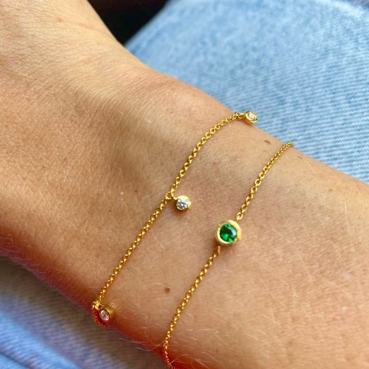 5 Floating Diamonds Bracelet - - Jewelry - Goldie Paris Jewelry - Bezel Bracelet