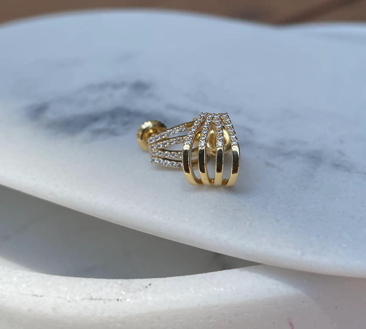 Four-Row Pavé Diamond EarCuffs Huggies Earrings - Goldie Paris Jewellery