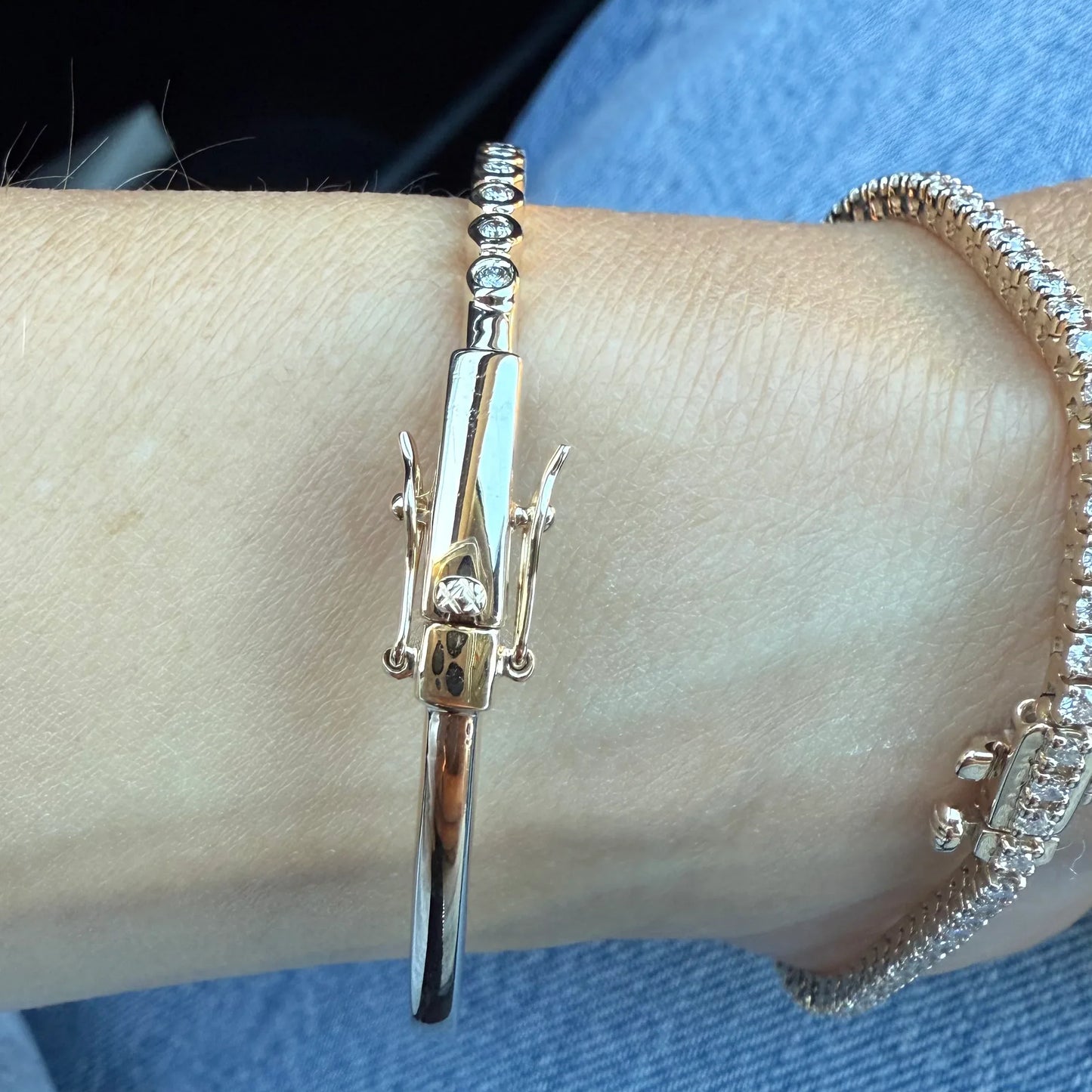 Chloe Bezel-set Diamonds Bangle - Goldie Paris Jewellery