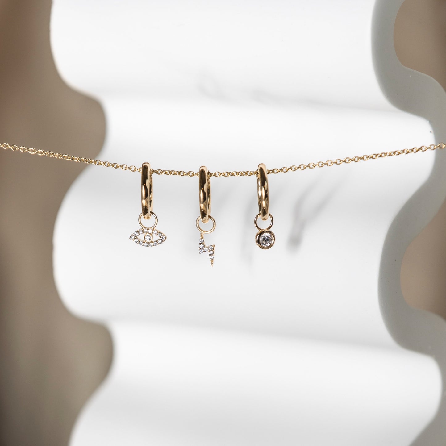 Charm hoops - Lightening, Diamond or Evil Eye