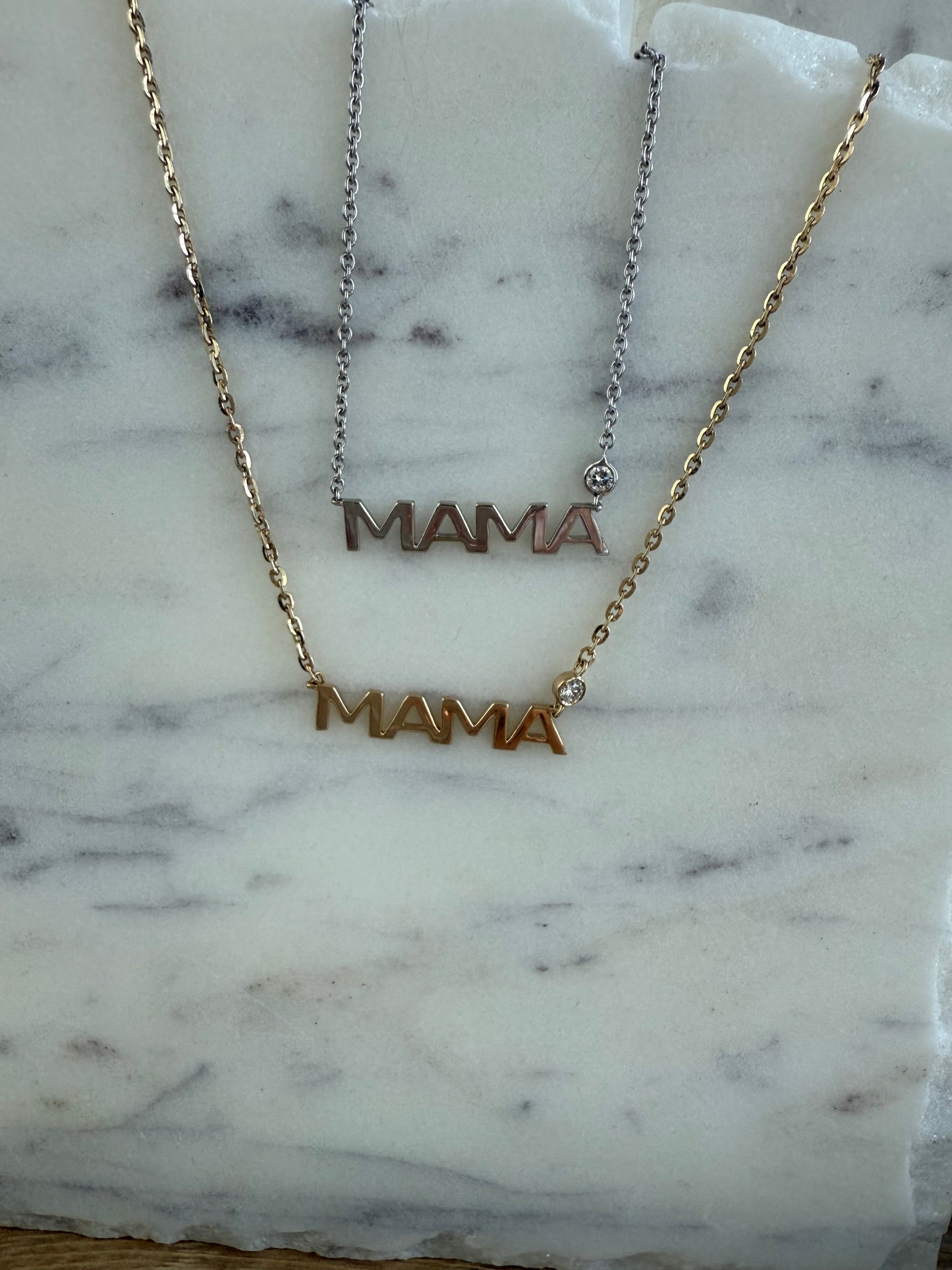 Mama Bezel Diamond Necklace