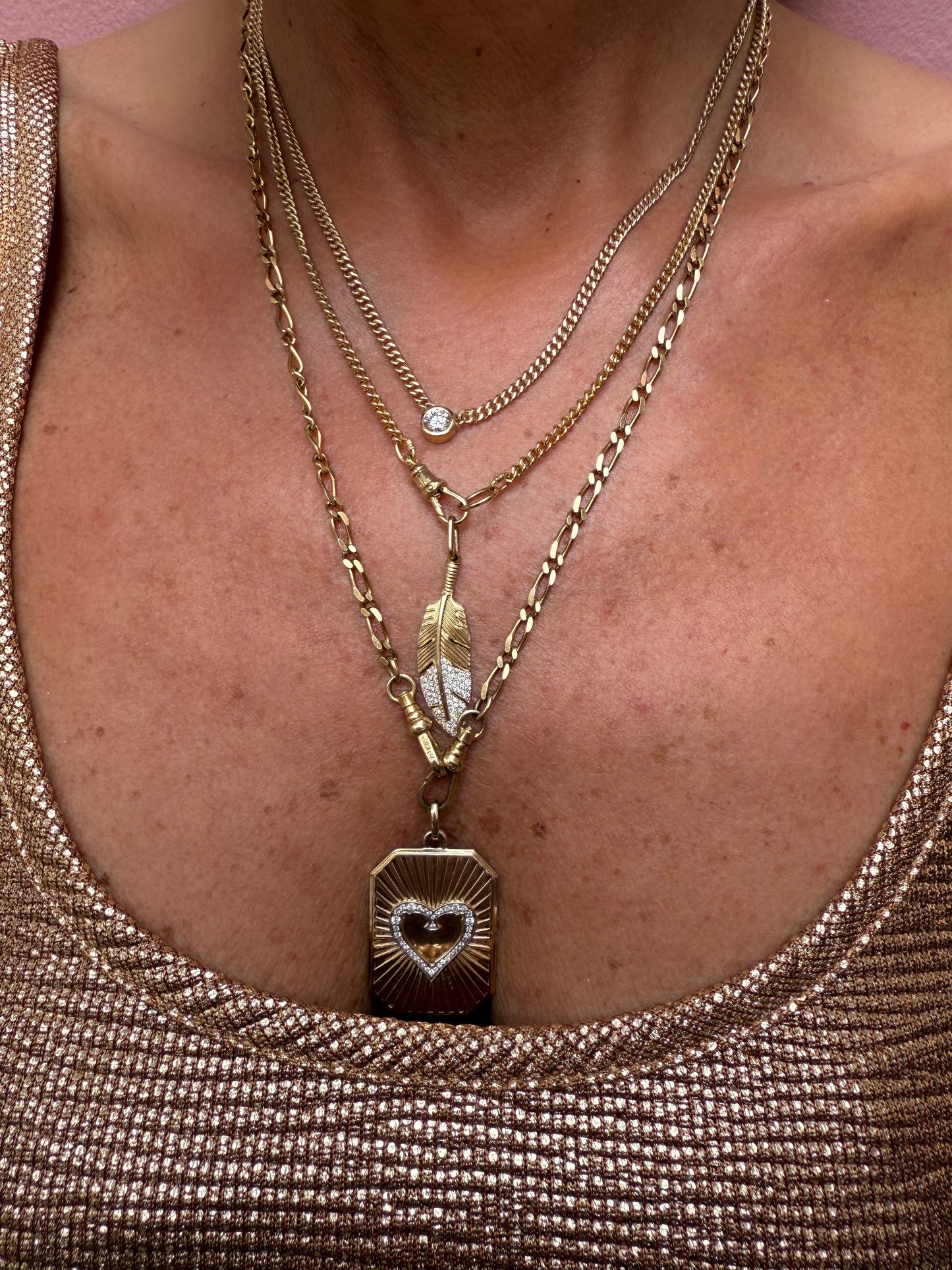 Diamond Bezel Classic Curb Chain Necklace