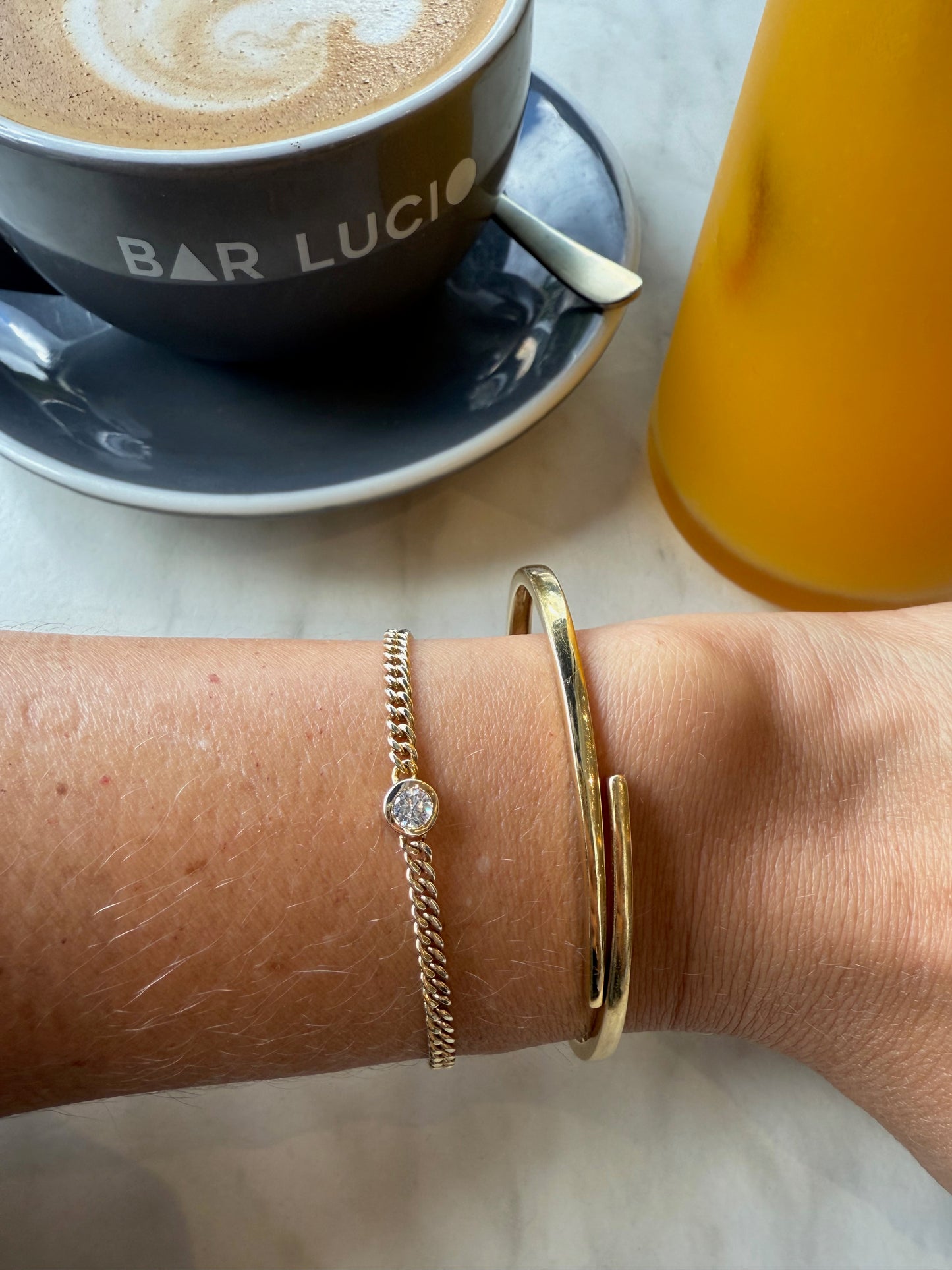 Diamond Bezel Classic Curb Chain Bracelet