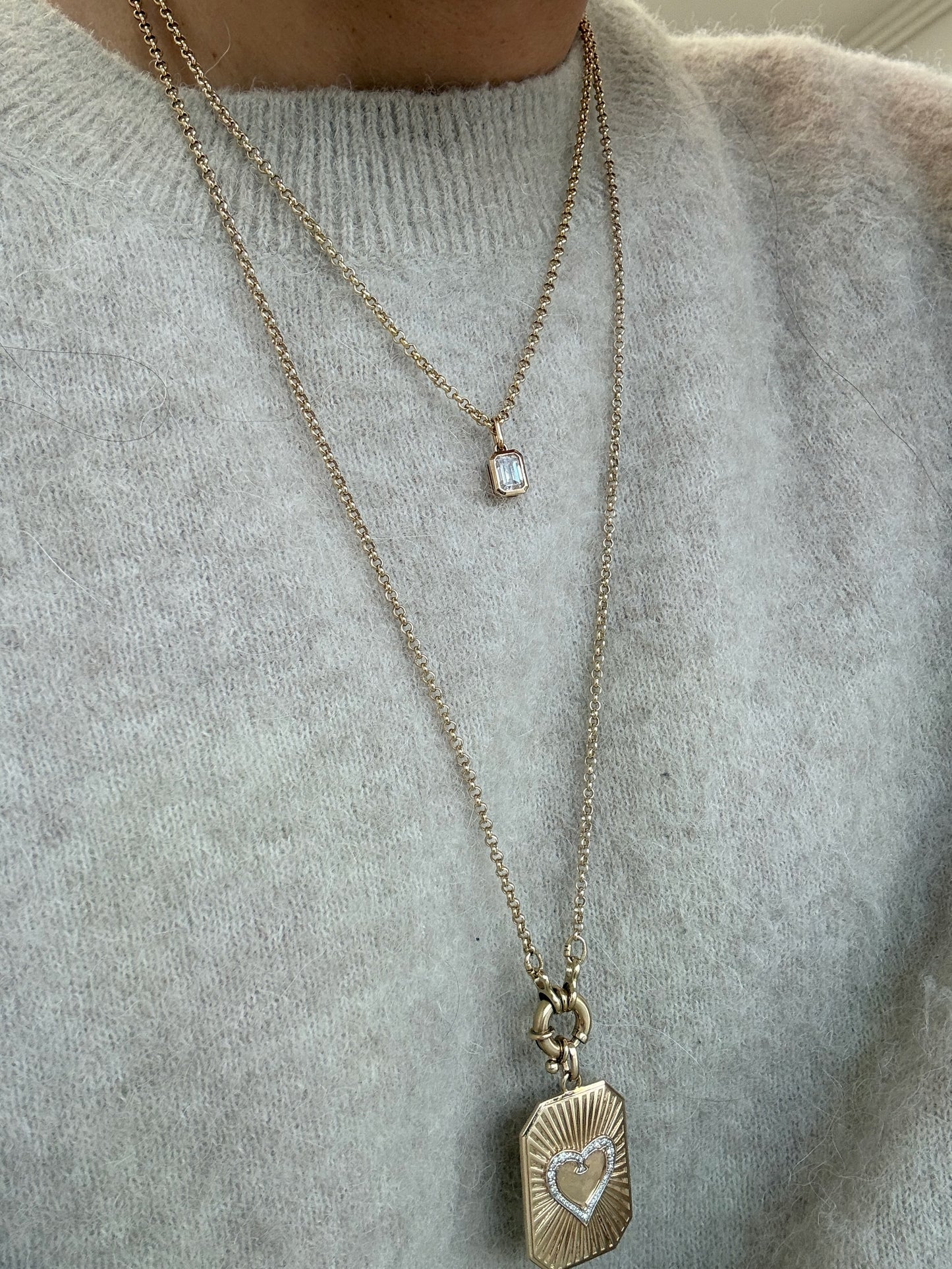 Radiant-cut Diamond Pendant -White Gold - - Jewelry - Goldie Paris Jewelry - Last Chance Moms Pendant