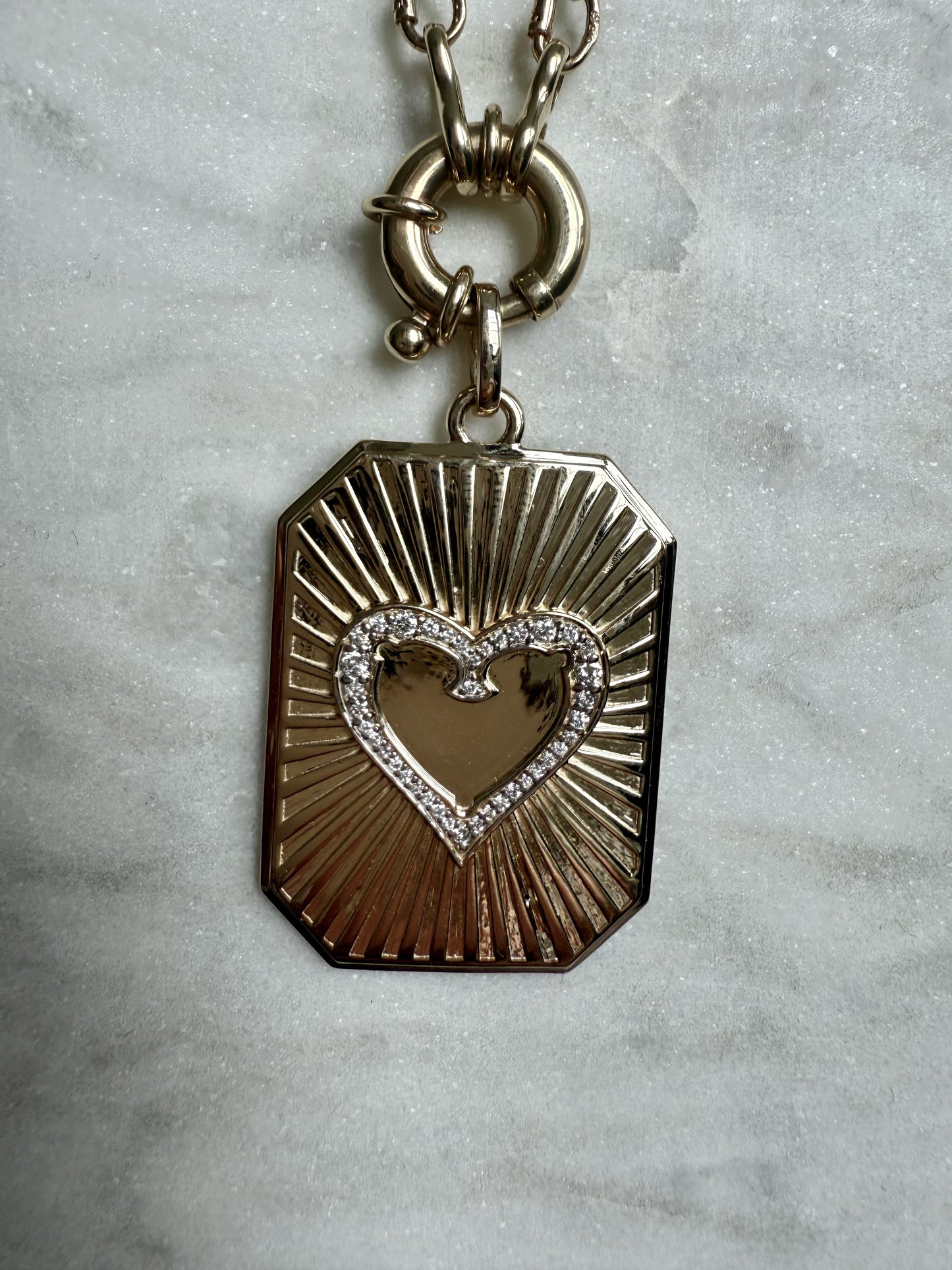 Emma Fluted Heart Diamond Pendant Dogtag