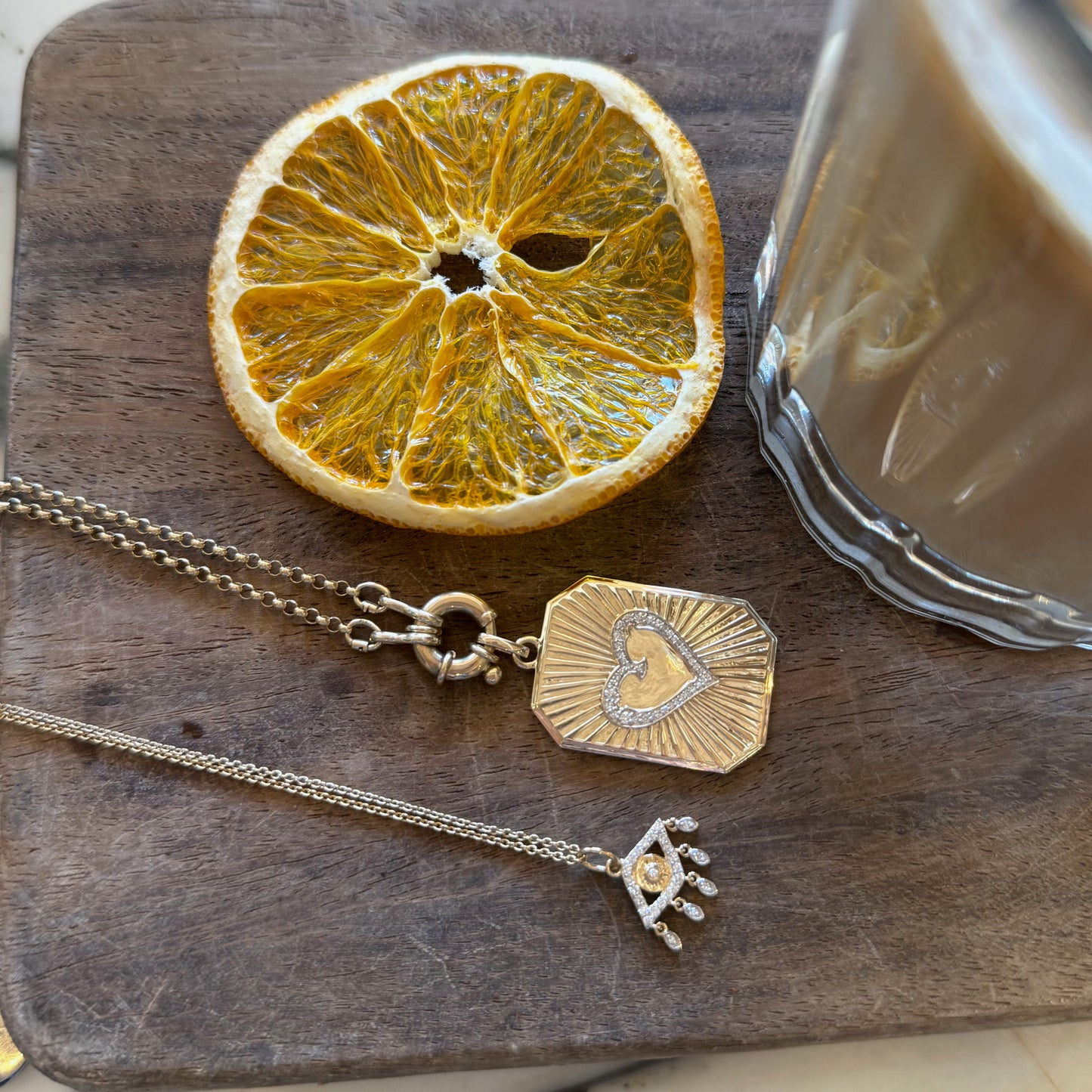 Emma Fluted Heart Diamond Pendant Dogtag