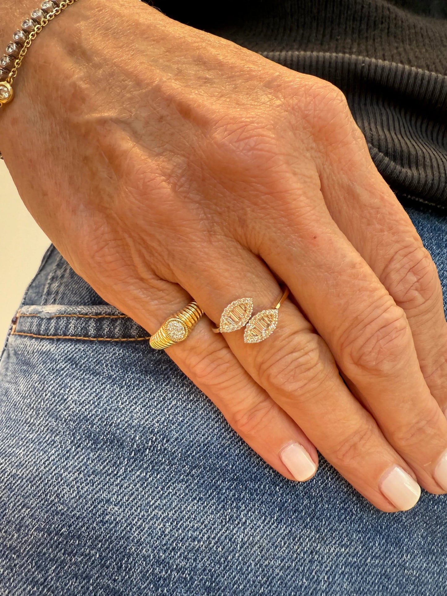 Rachel Fluted Diamond Ring - Goldie Paris Jewellery