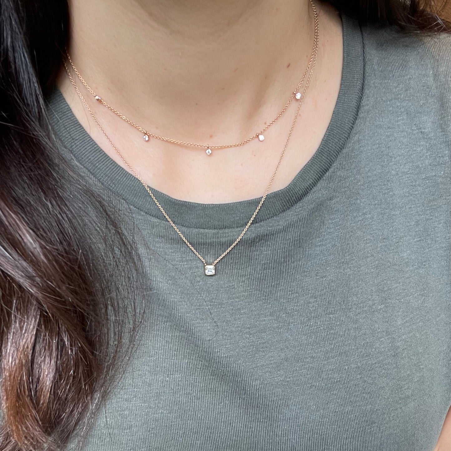 Emerald Cushion Cut Diamond Necklace - - Jewelry - Goldie Paris Jewelry - Necklace
