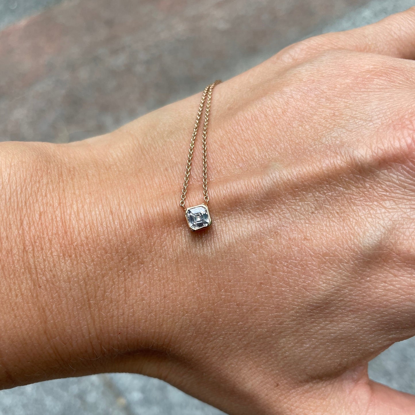 Emerald Cushion Cut Diamond Necklace - - Jewelry - Goldie Paris Jewelry - Necklace