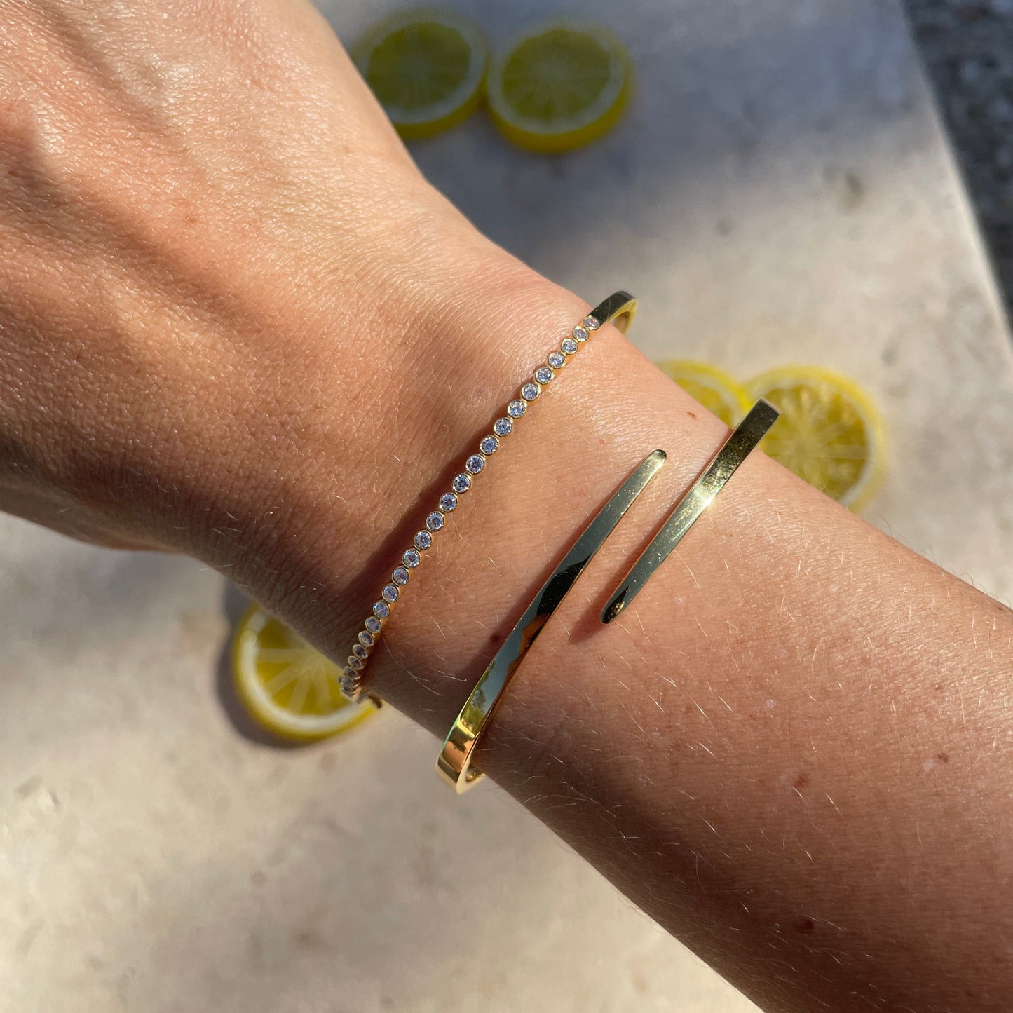 Bezel set Diamonds Bangle - - Jewelry - Goldie Paris Jewelry - Bezel Bracelet