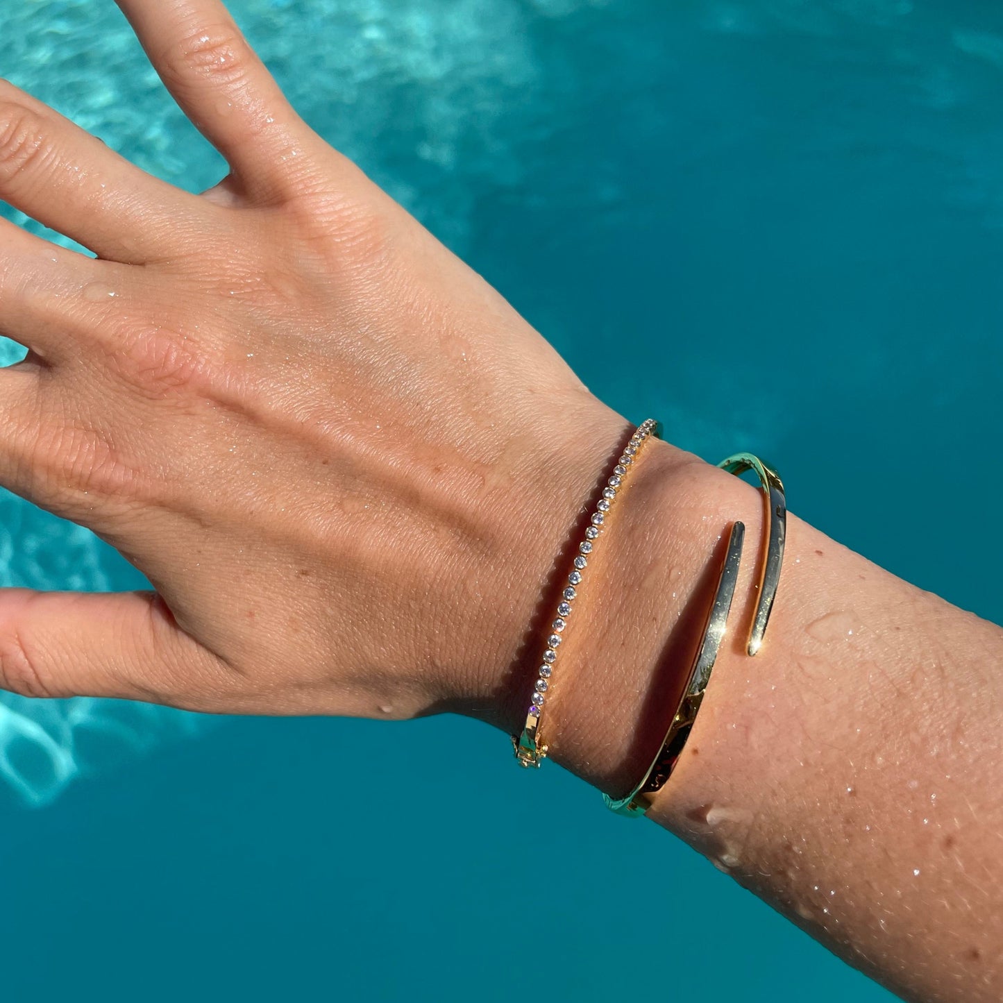 Bezel set Diamonds Bangle - - Jewelry - Goldie Paris Jewelry - Bezel Bracelet