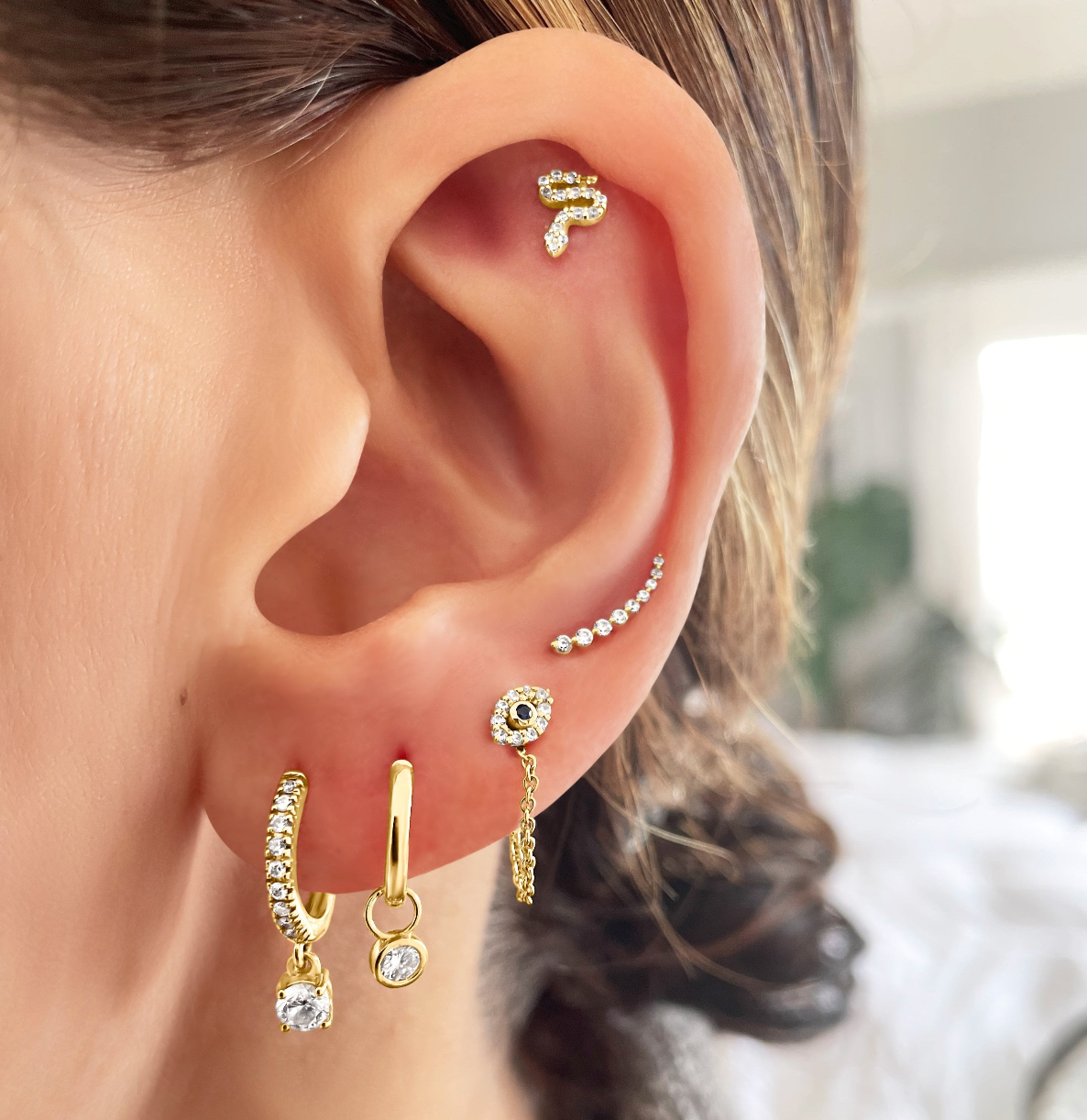 Charm hoops - Lightening, Diamond or Evil Eye