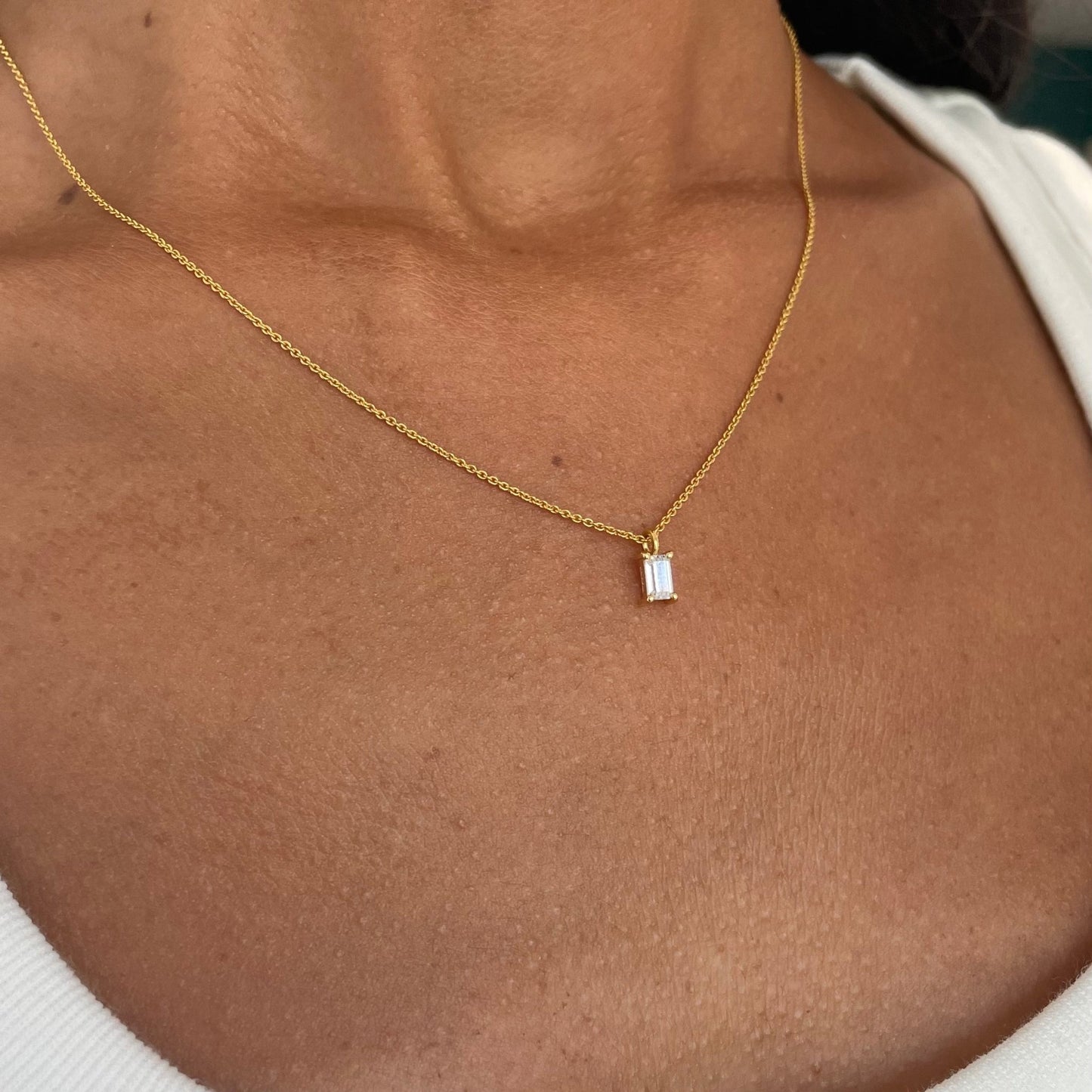 Baguette Floating Diamond Necklace - Goldie Paris Jewellery