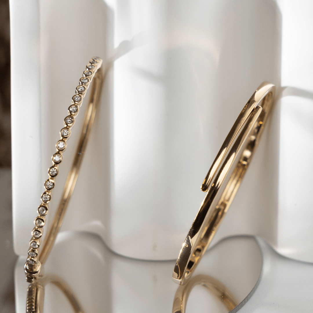 Chloe Bezel - set Diamonds Bangle - Goldie Paris Jewellery