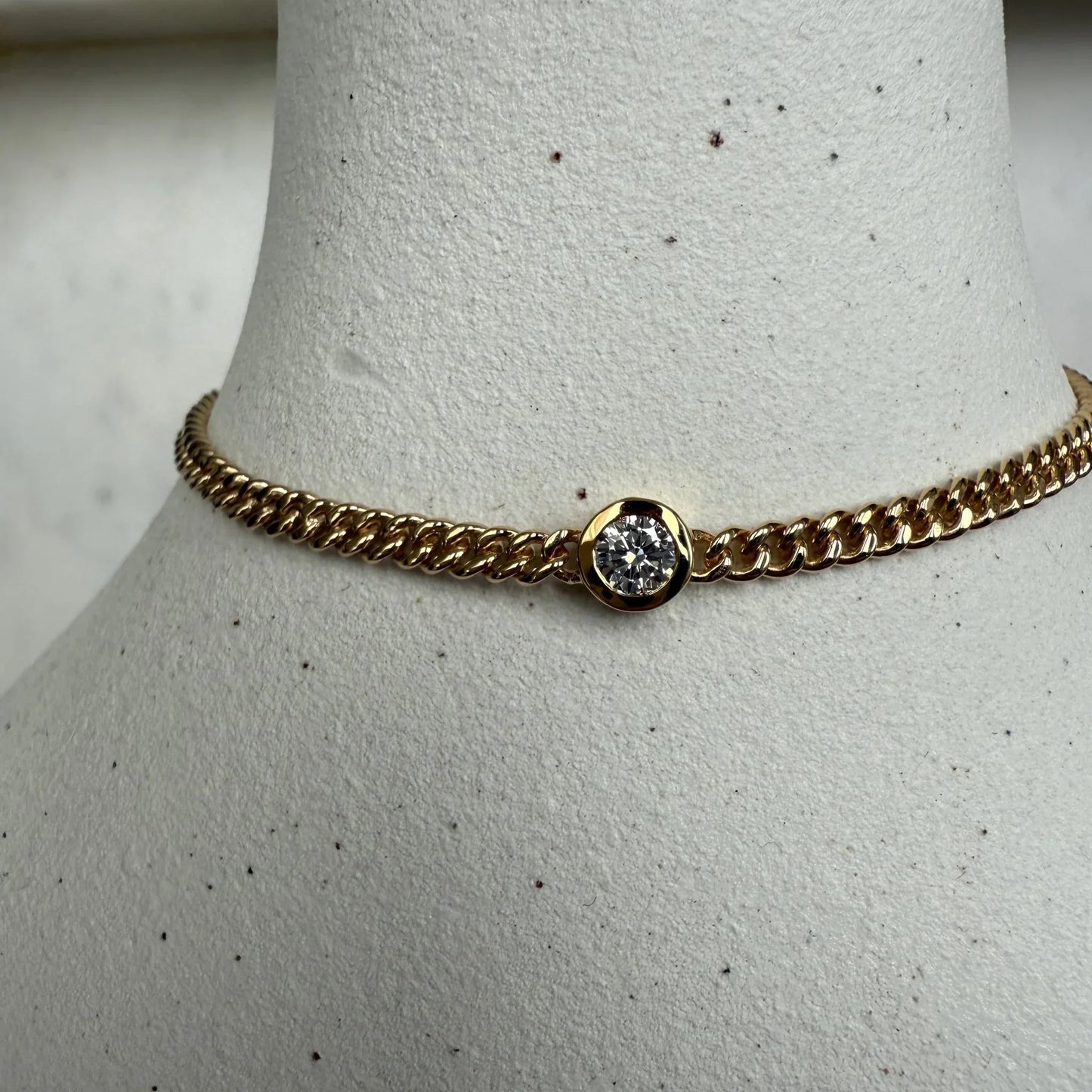 Diamond Bezel Classic Curb Chain Bracelet - Goldie Paris Jewellery