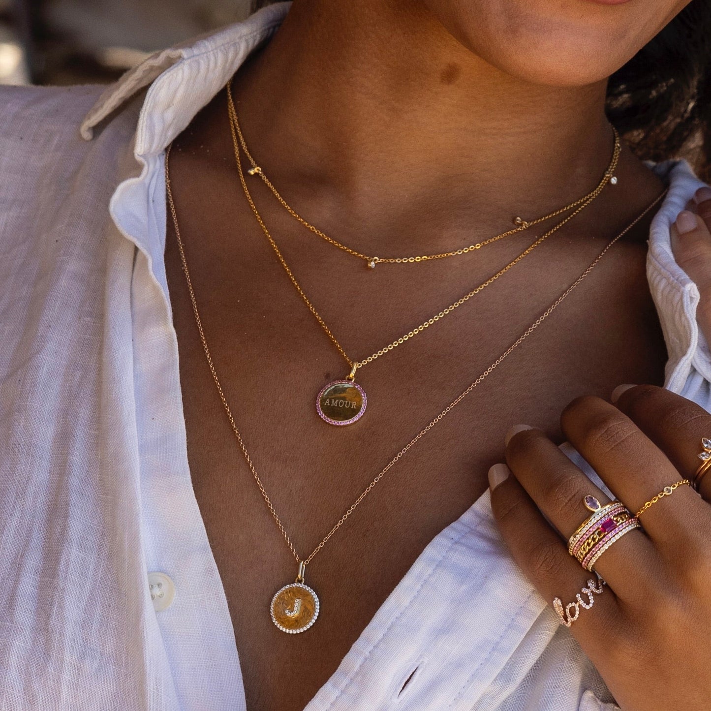 Diamond Letter Medallion Pendant - Goldie Paris Jewellery