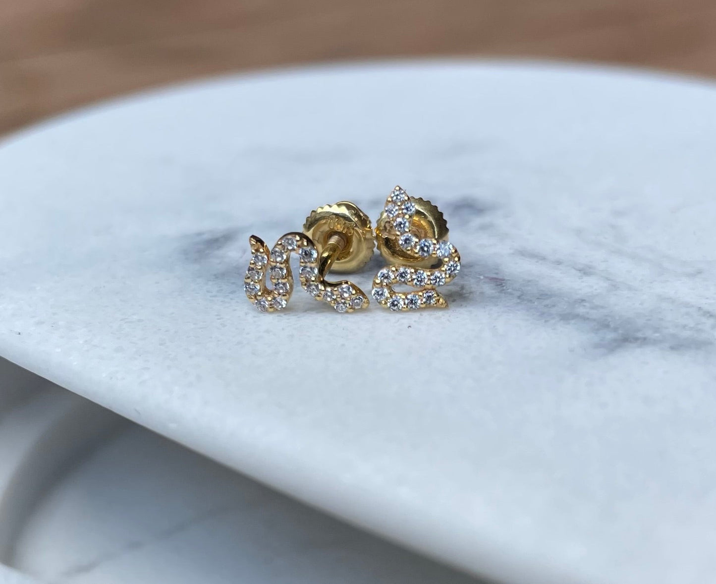 Diamonds Pavé Snake Stud Earrings - Goldie Paris Jewellery