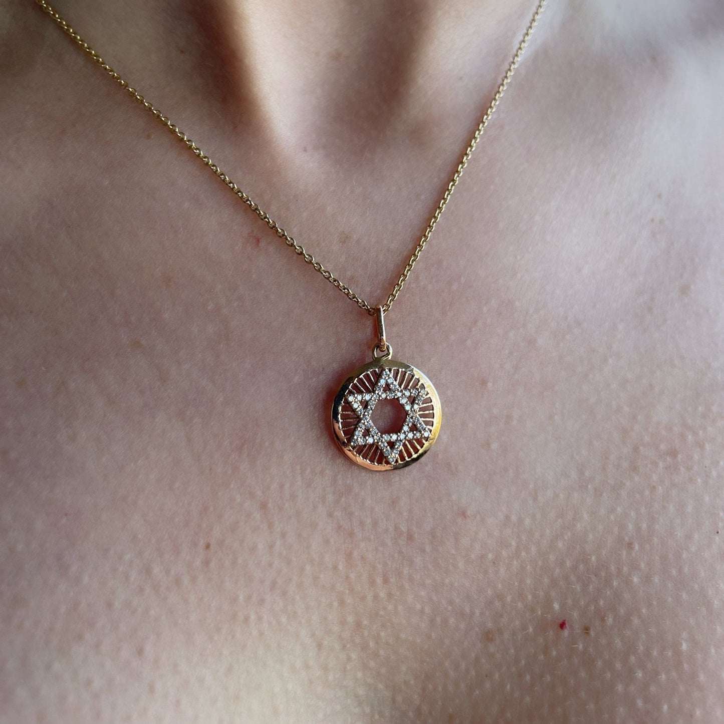 Eden Star of David Medallion Pendant with diamonds - Goldie Paris Jewellery