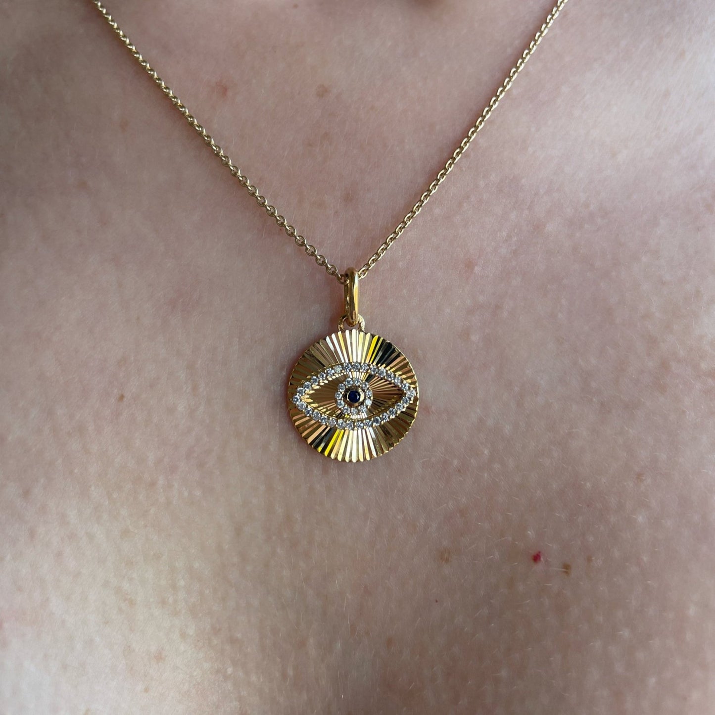 Evil Eye Fluted Medallion Pendant - Goldie Paris Jewellery