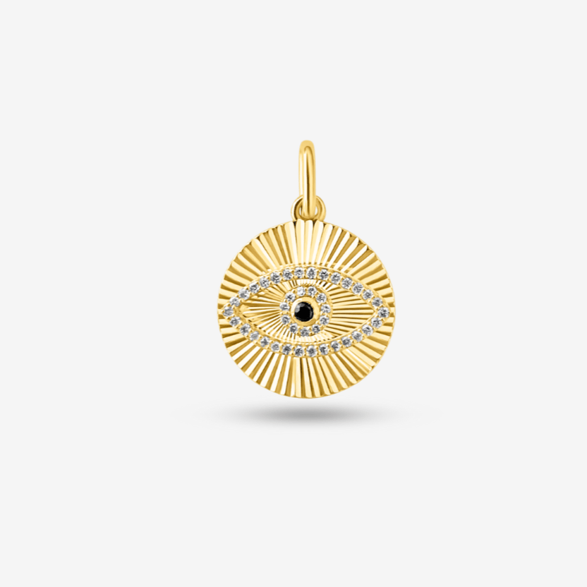 Evil Eye Fluted Medallion Pendant - Goldie Paris Jewellery