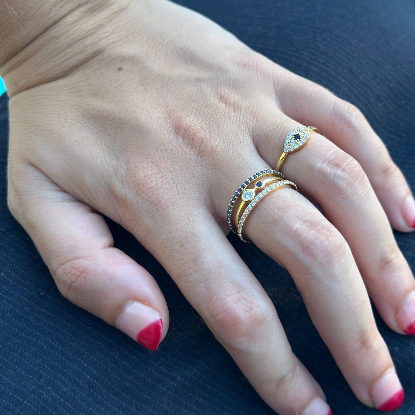 Evil Eye 🧿 Pavé Diamond Ring - Goldie Paris Jewellery