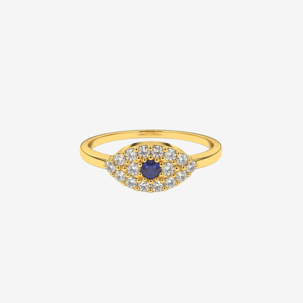 Evil Eye 🧿 Pavé Diamond Ring - Goldie Paris Jewellery