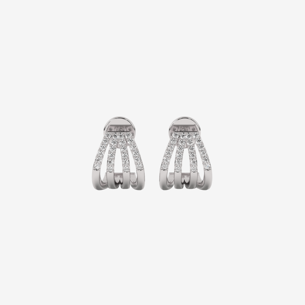 Four - Row Pavé Diamond EarCuffs Huggies Earrings - Goldie Paris Jewellery