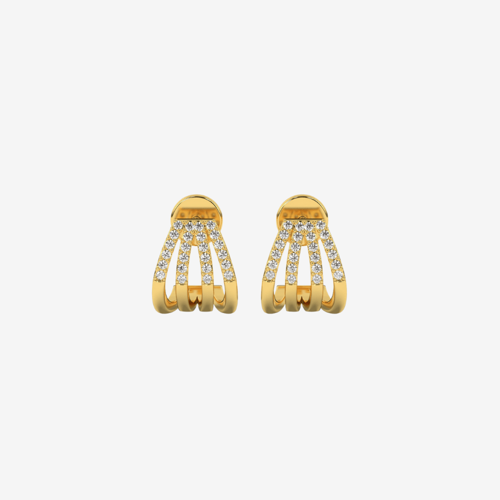 Four - Row Pavé Diamond EarCuffs Huggies Earrings - Goldie Paris Jewellery