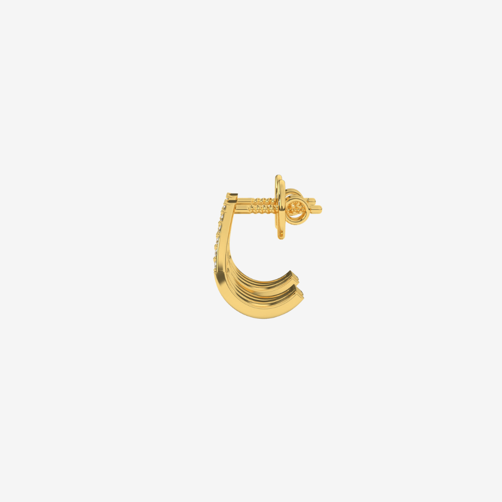 Four - Row Pavé Diamond EarCuffs Huggies Earrings - Goldie Paris Jewellery