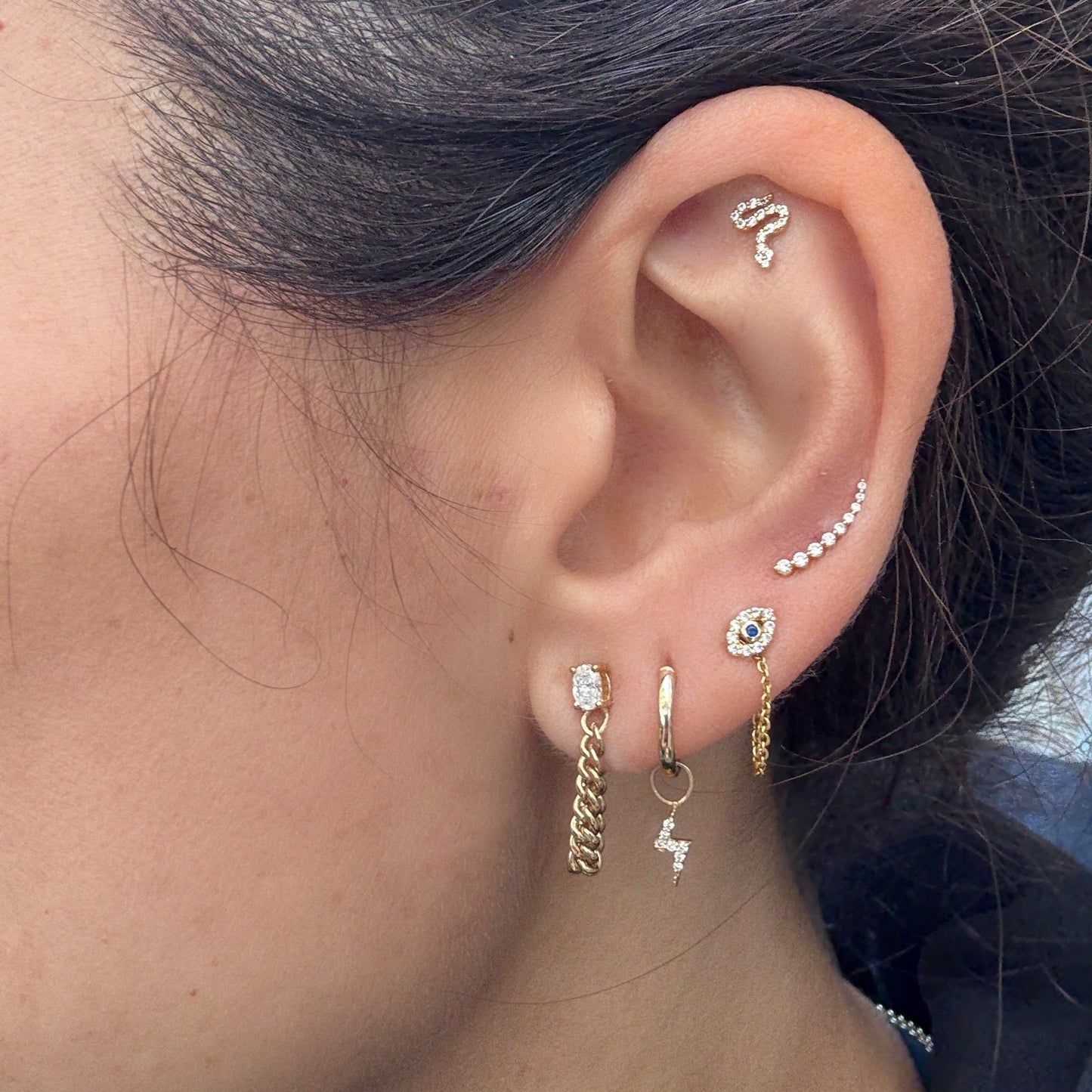 Gabriella Curb Chain Diamond Earring - Goldie Paris Jewellery