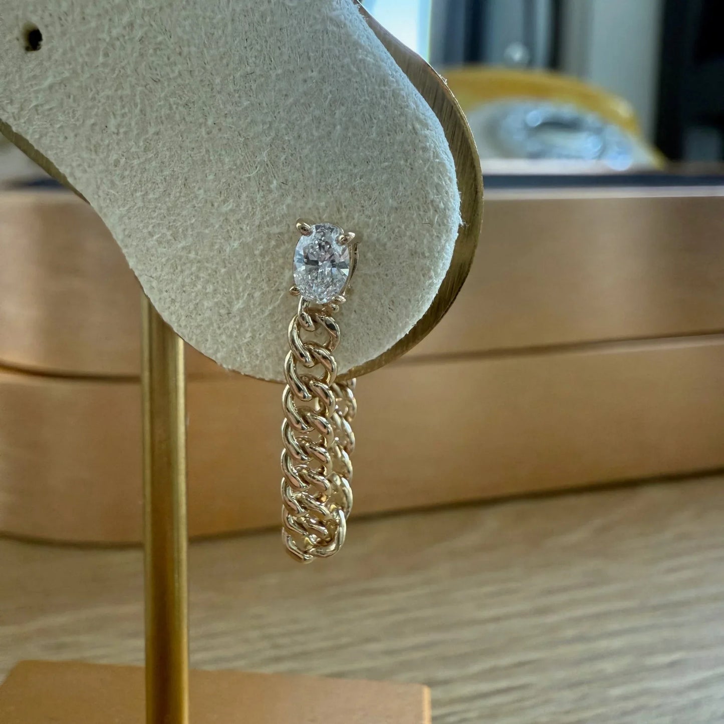 Gabi Curb Chain Diamond Earring - Goldie Paris Jewellery