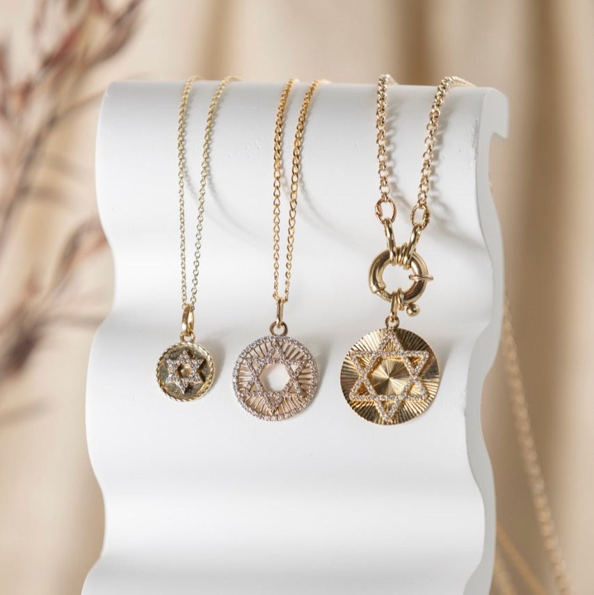 Golda Star of David fluted with Diamonds - Goldie Paris Jewellery