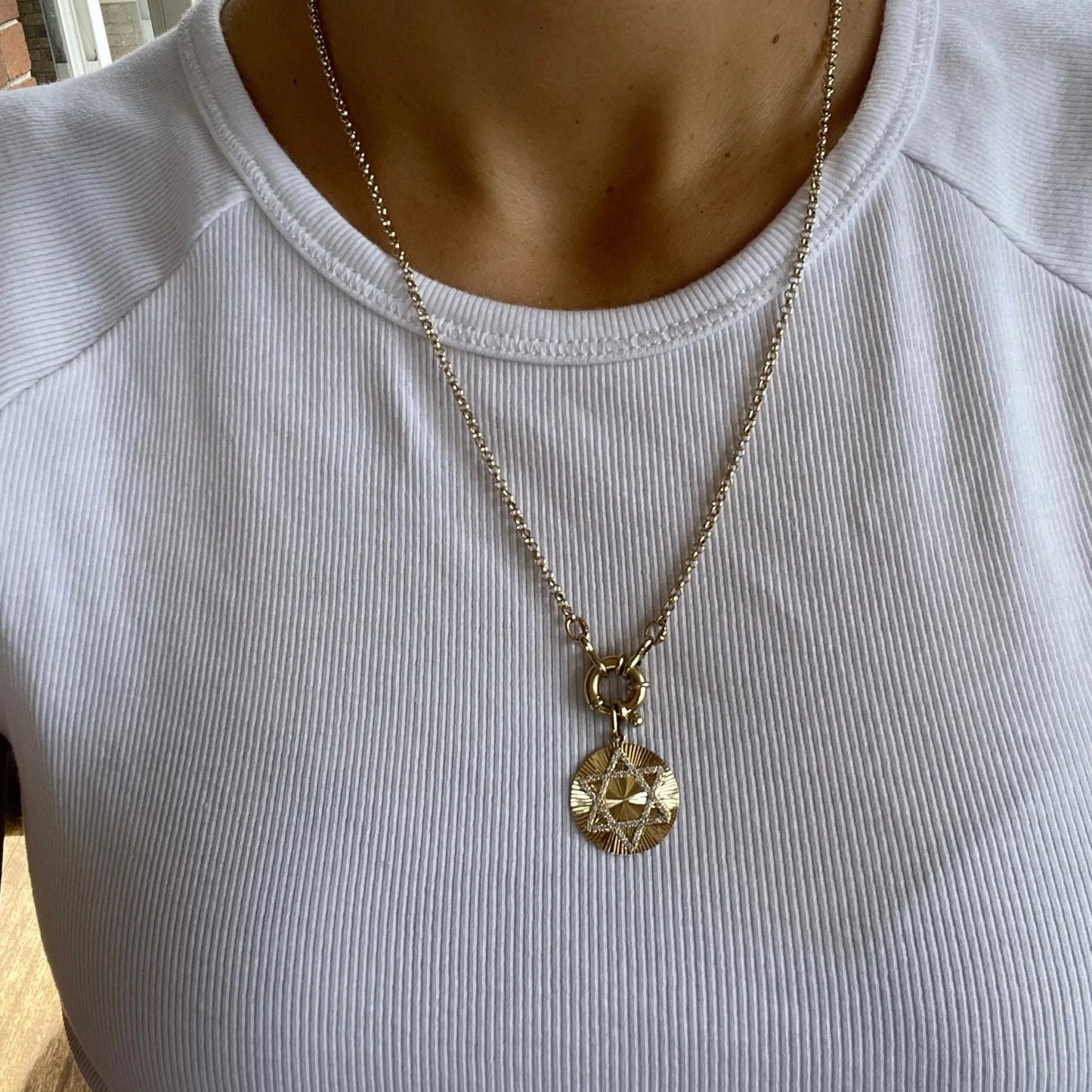 Golda Star of David fluted with Diamonds - Goldie Paris Jewellery