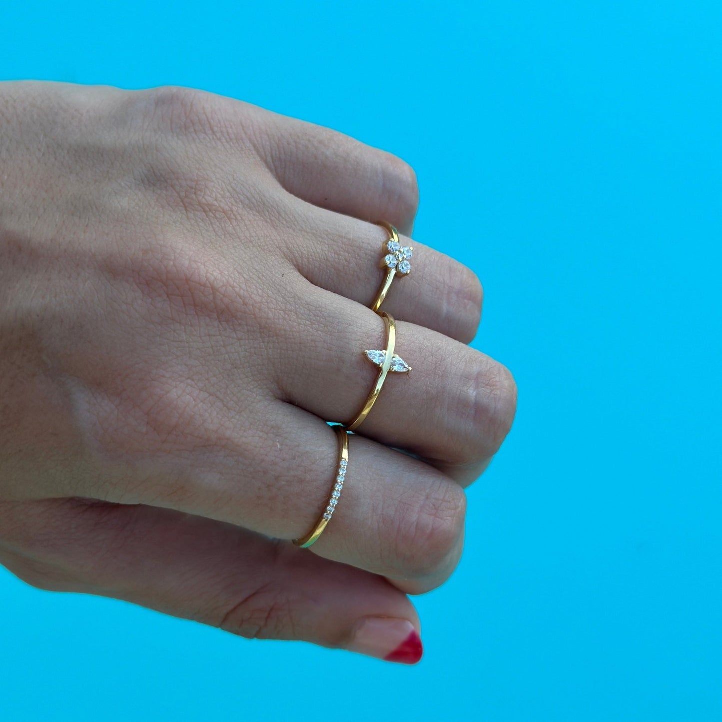 "Hanna" Diamond Row Stackable Ring Band - Goldie Paris Jewellery