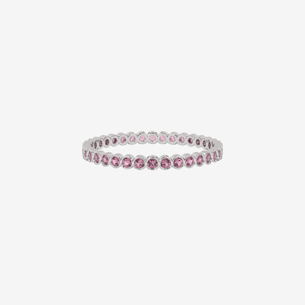 "Ilana" Stackable Bezel Diamond Eternity Band - Pink - Goldie Paris Jewellery
