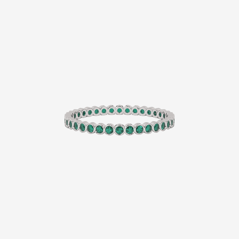 "Ilana" Stackable Bezel Emerald Eternity Band - Green - Goldie Paris Jewellery