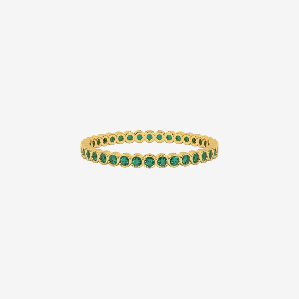 "Ilana" Stackable Bezel Emerald Eternity Band - Green - Goldie Paris Jewellery