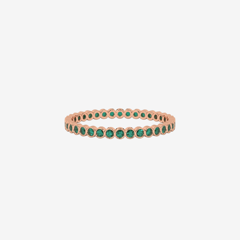 "Ilana" Stackable Bezel Emerald Eternity Band - Green - Goldie Paris Jewellery