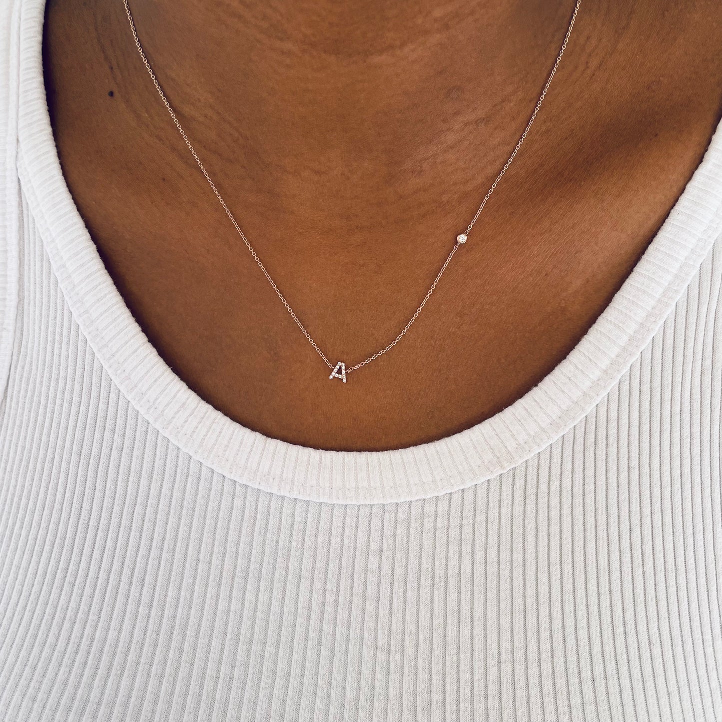 Initial Diamonds Letter and Single Diamond Necklace - - Jewelry - Goldie Paris Jewelry - Moms Necklace