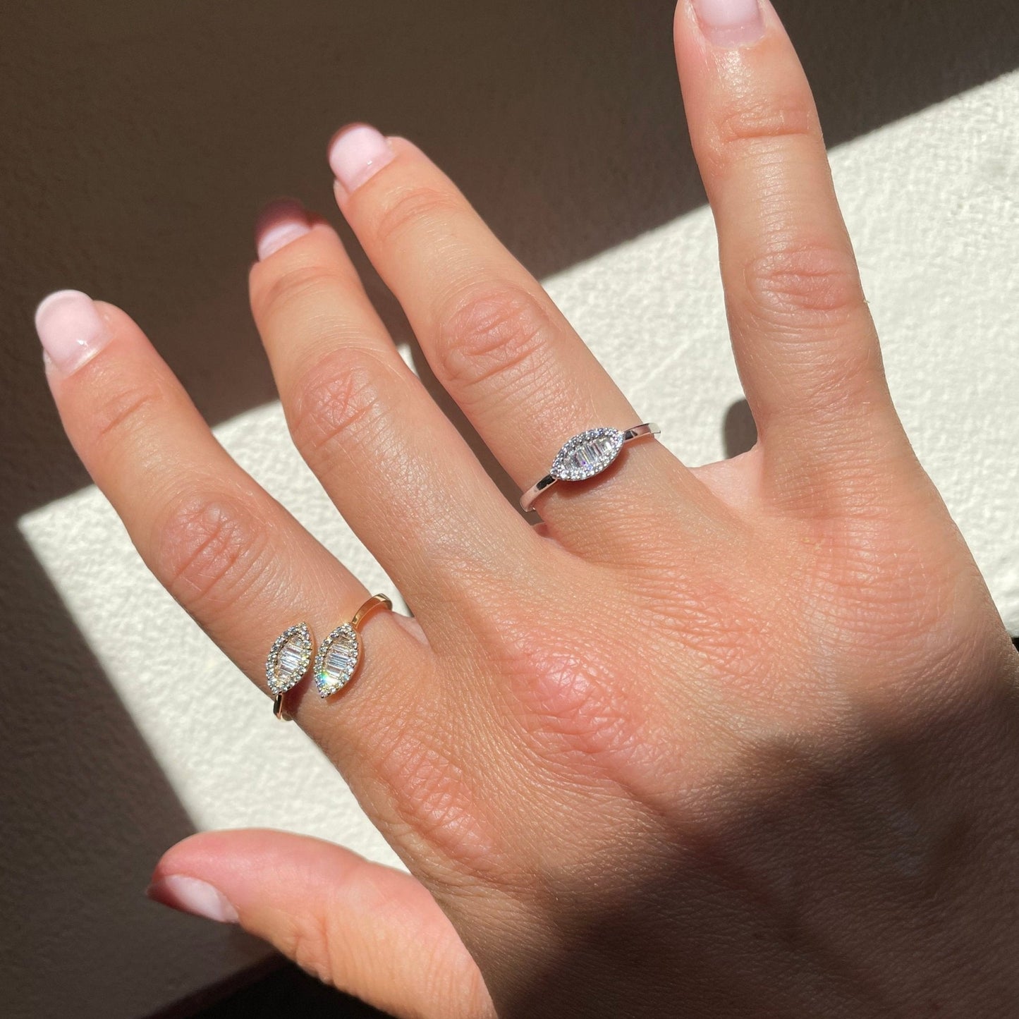 "Julie" Statement Double Leaf Diamond Ring - Goldie Paris Jewellery