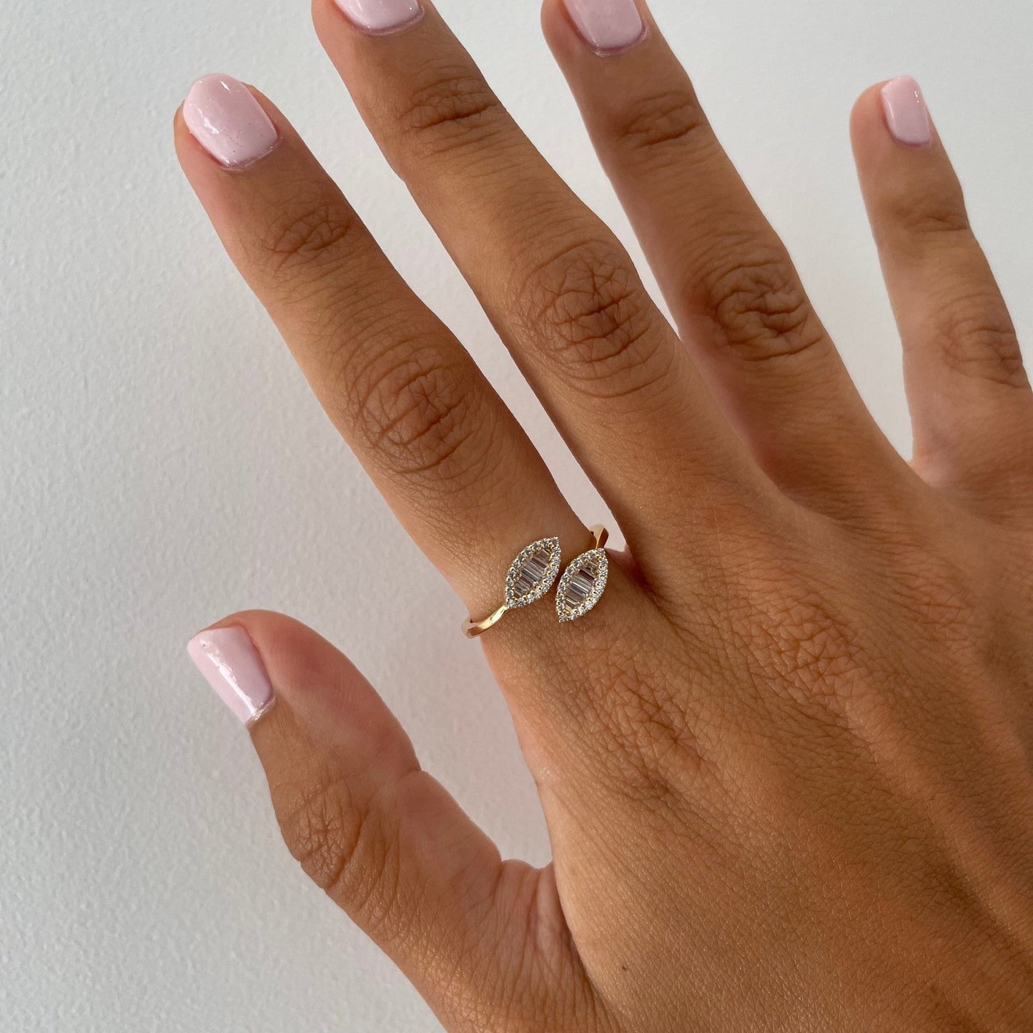 "Julie" Statement Double Leaf Diamond Ring - Goldie Paris Jewellery