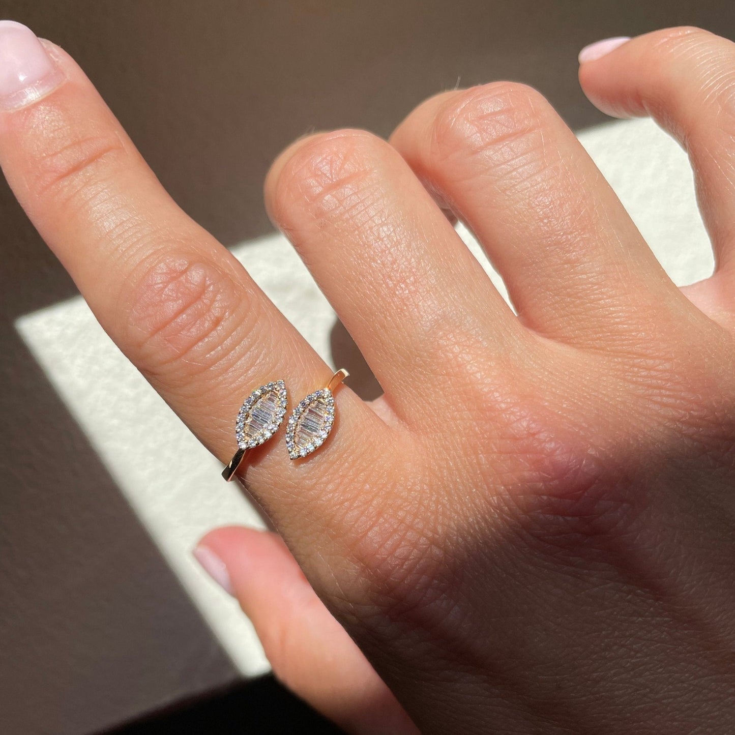 "Julie" Statement Double Leaf Diamond Ring - Goldie Paris Jewellery