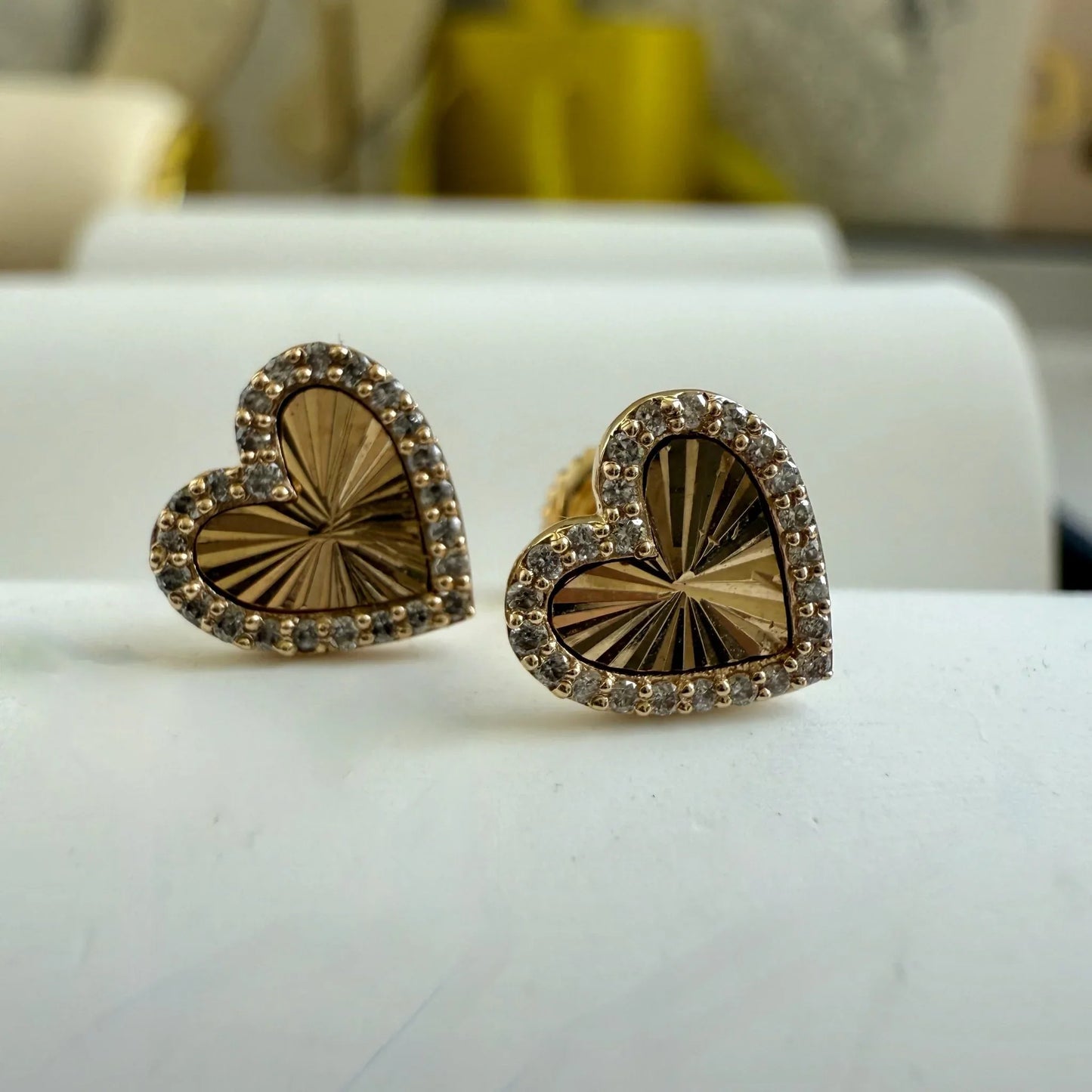 Laura Heart Fluted Diamond Earrings Pair - Goldie Paris Jewellery