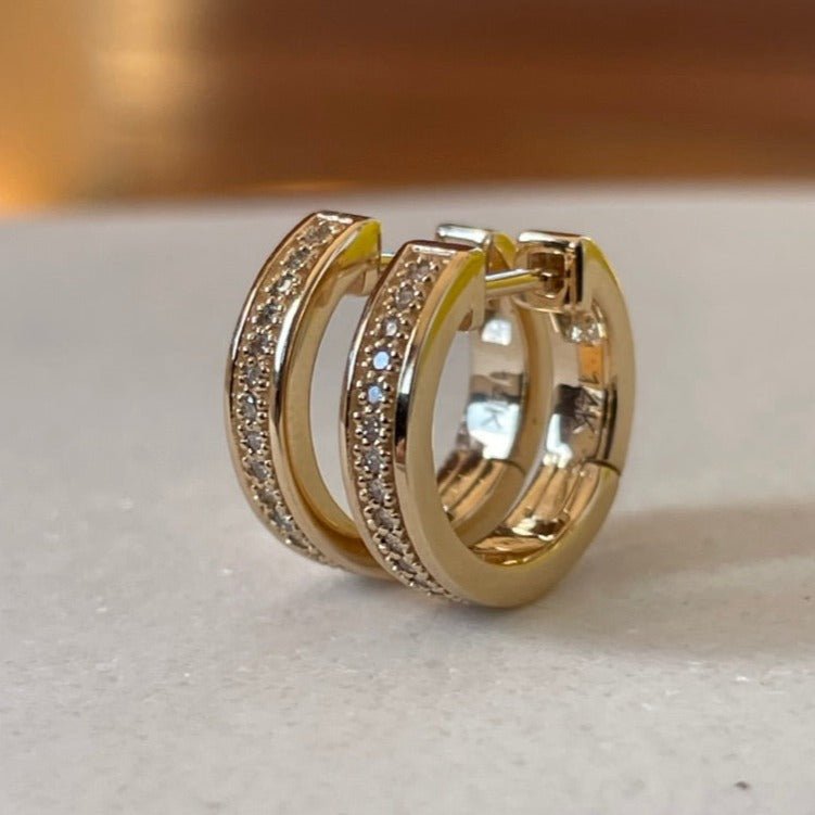 "Liz" Diamonds Hoops Earrings - Goldie Paris Jewellery